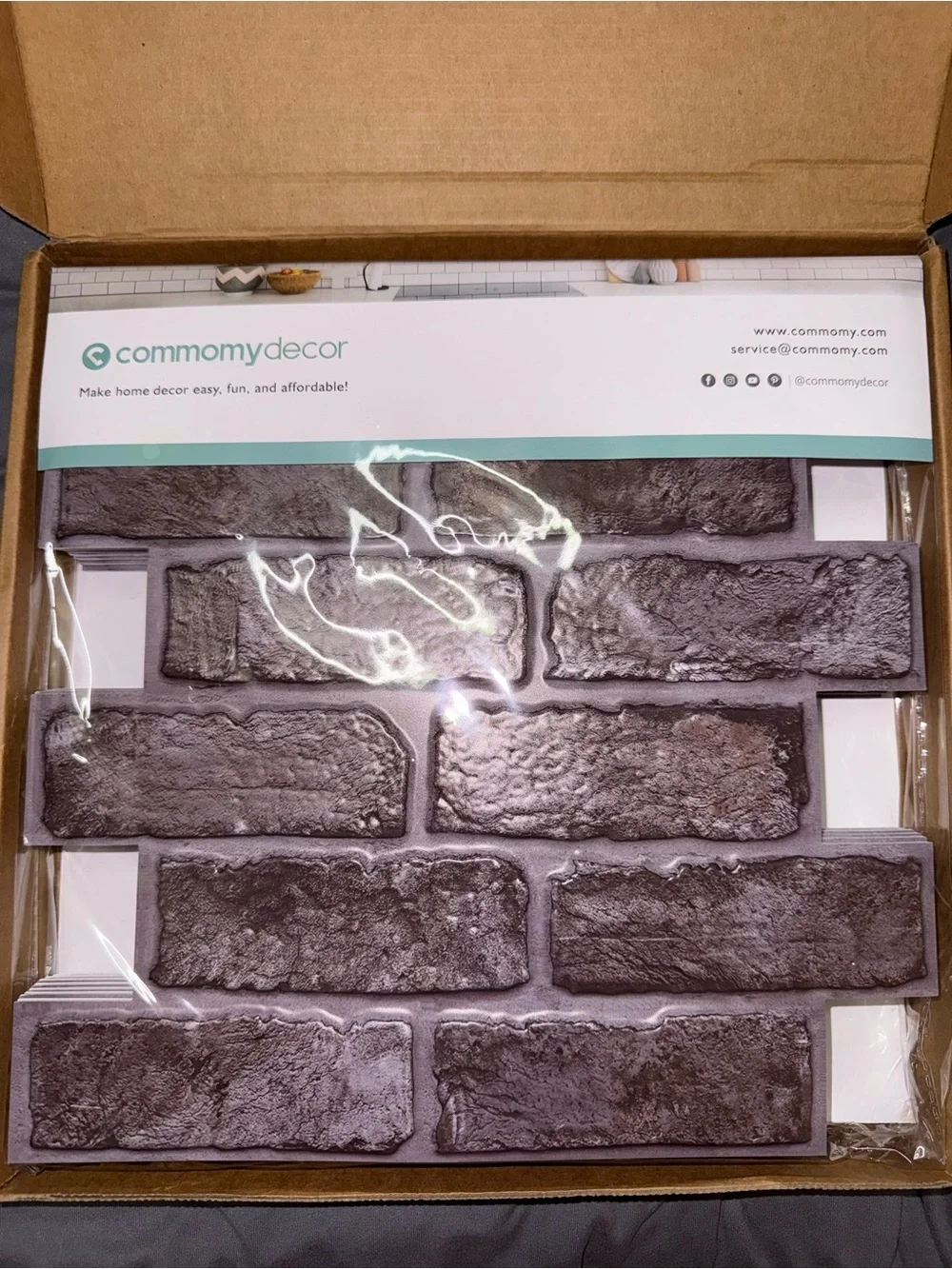 CommomyDecor Faux Brick Peel & Stick Wallpaper Panel in Dark Brown